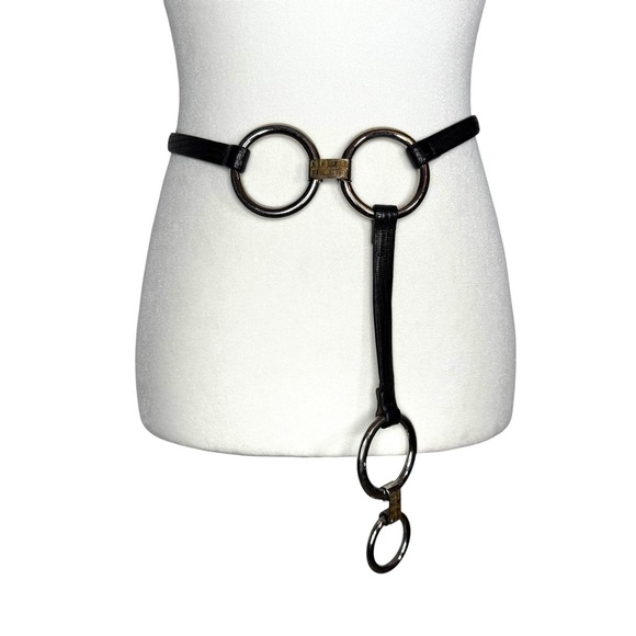 Vintage Simon Belt Leather Silver Ring Avant Garde Equestrian M‎ Adjustable Rare main image 7